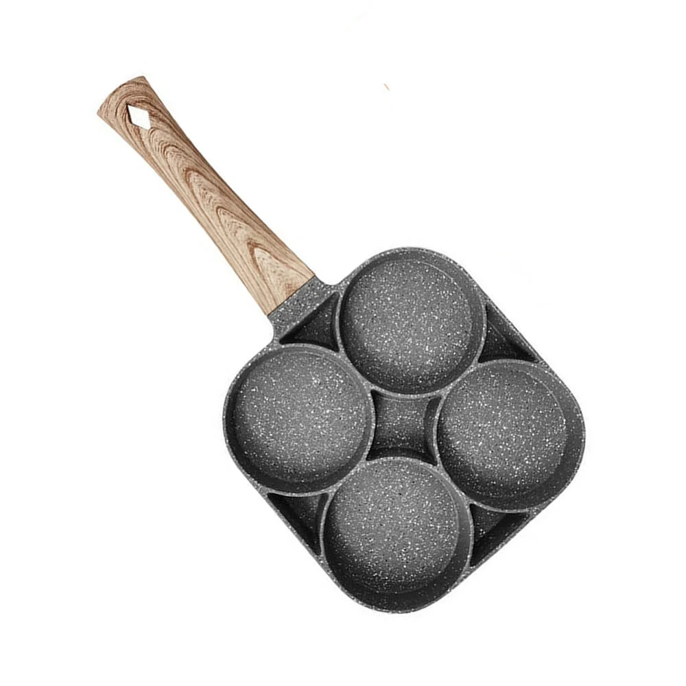 Sartén de aluminio antiadherente con 4 espacios redondos para comida y mango con diseño de madera, egg pan / hyllis / 80929 / 80926