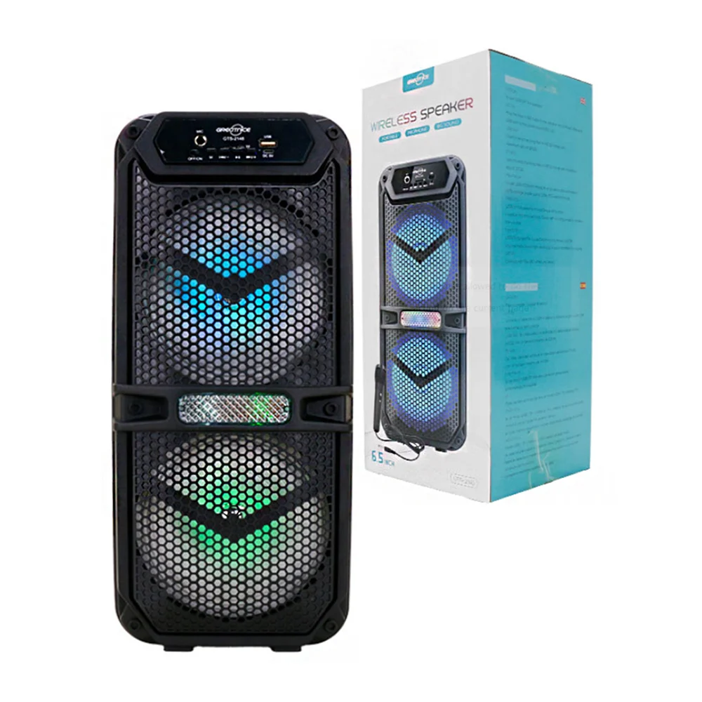 1pza Bocina grande rectangular inalámbrica con iluminación rgb, botones de reproducción frontales y micrófono alámbrico, variedad de funciones / greatnice / 6.5 pulgadas / gts-2148