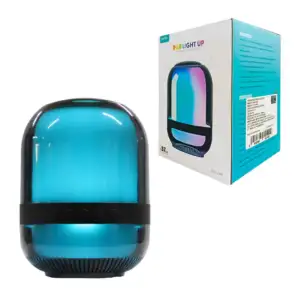 Bocina cilíndrica, mediana, transparante, inalámbrica con iluminación…
