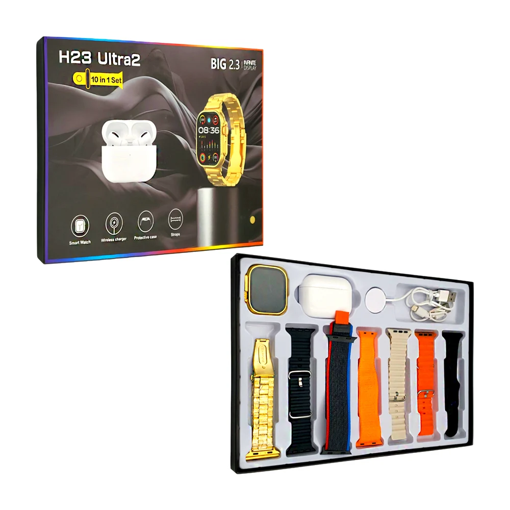 Smart watch h23 ultra, 7 correas interca...