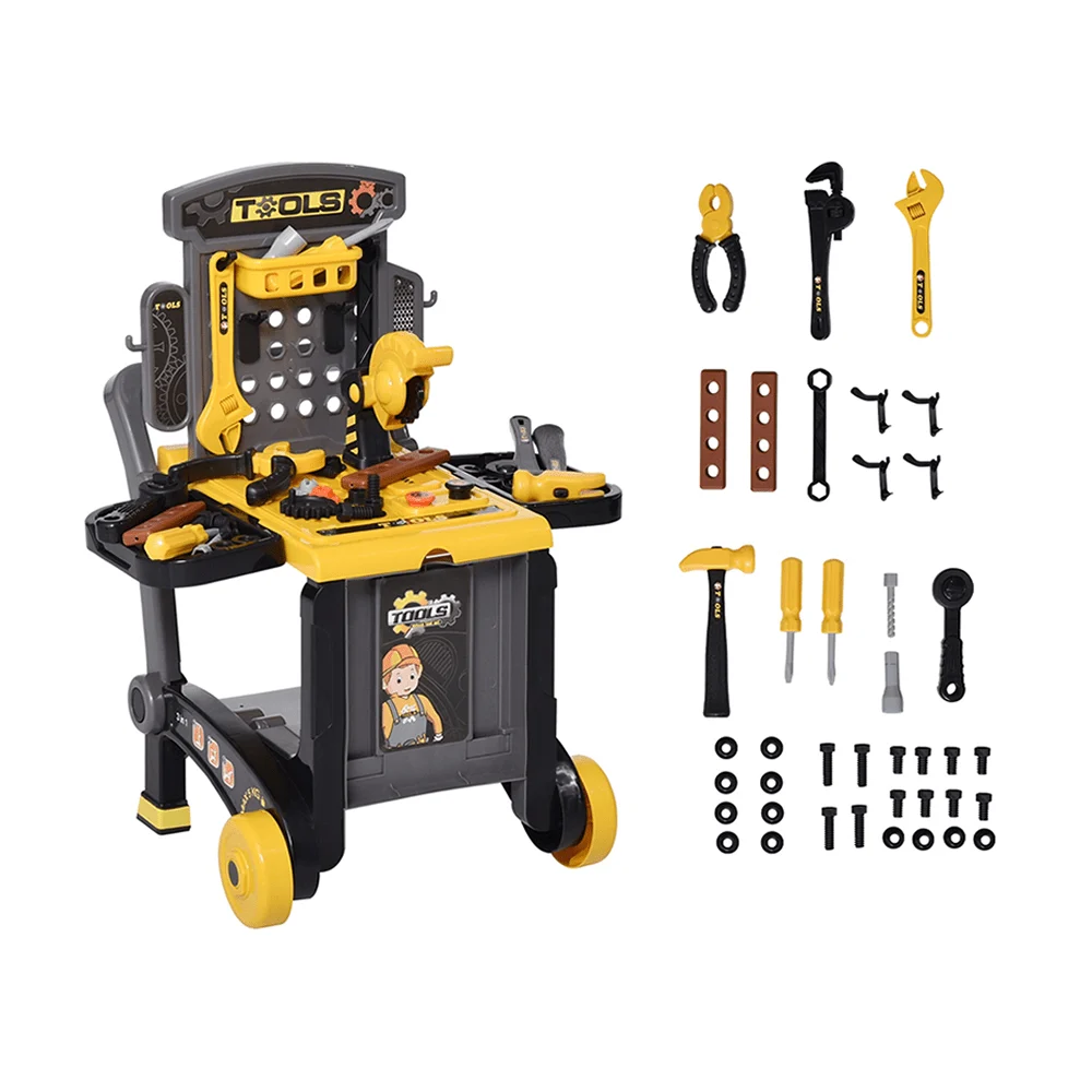 Set maletín 3 en 1 de herramientas de juguete, carrito convertible a mesa de herramientas, variedad de accesorios / tools 008-928