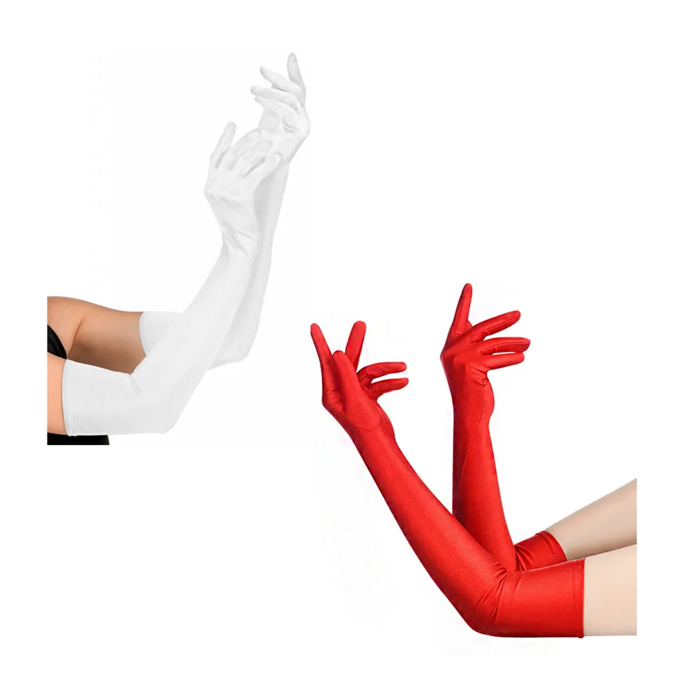 Par de guantes infantiles largos blancos o rojos / hl-w-20