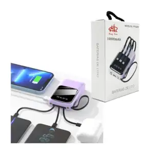 Power bank batería portátil heng lian con cable tipo c, v8 y iphone l…