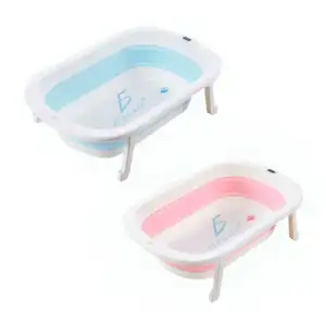 Tina de baño portátil con soportes antiderrapantes y termómetro, vari…