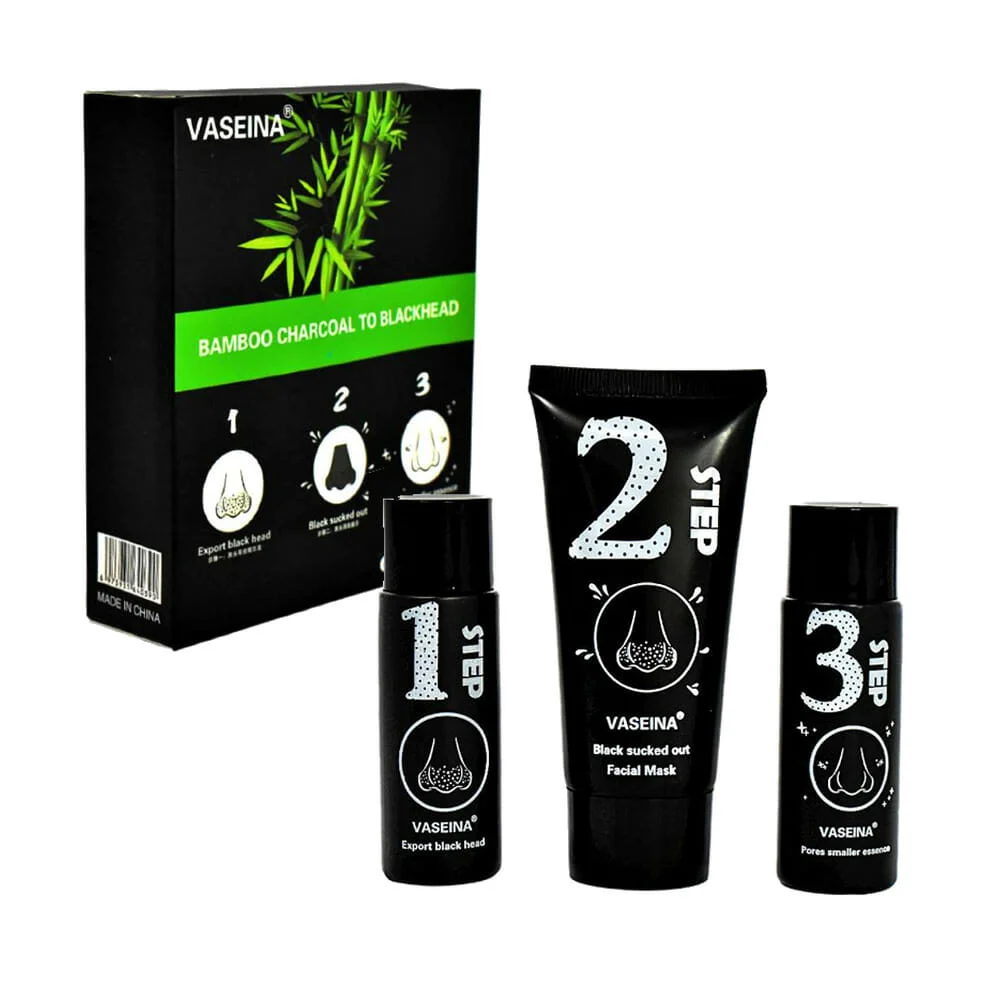 Mascarilla negra vaseina de 3 pasos con extracto de carbón y bambú para eliminar puntos negros / ht-h01