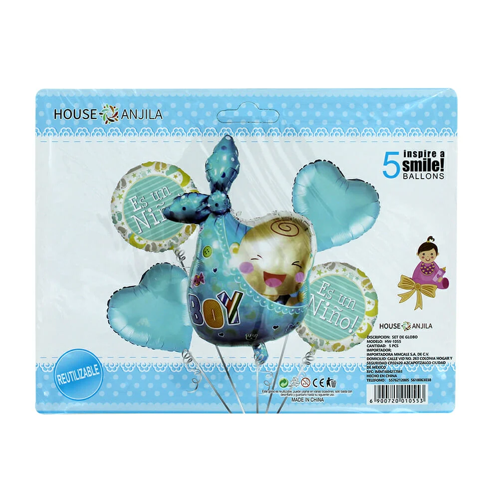 Paquete con 5 globos de revelación para niño y niña, variedad de modelos / li-05