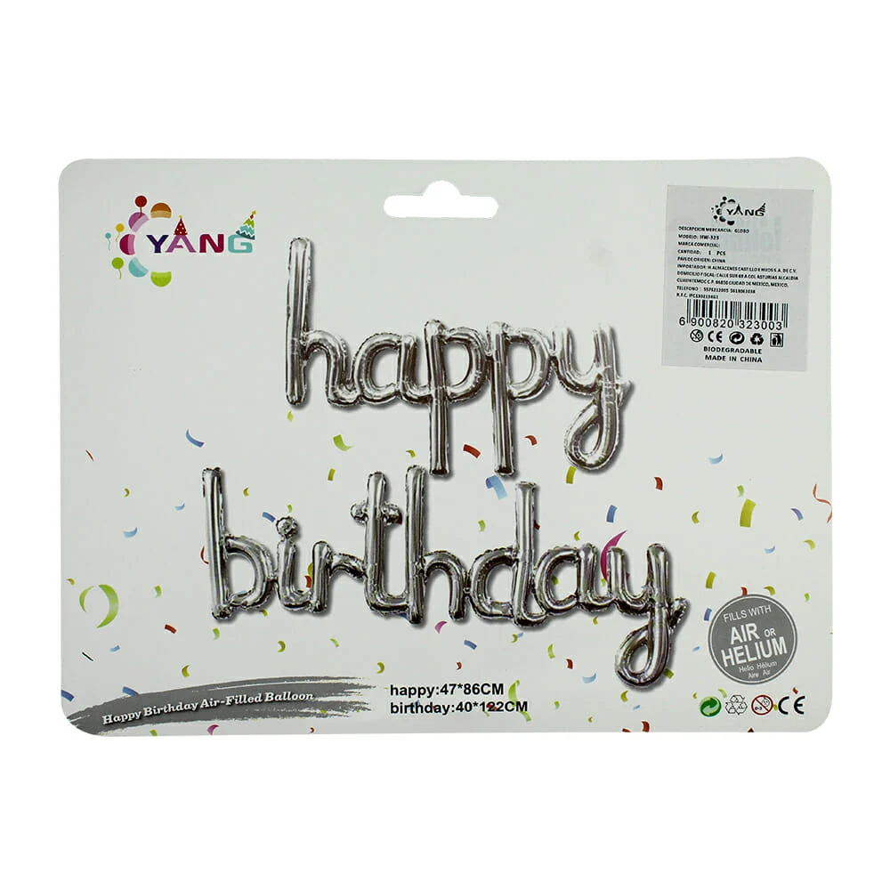 Paquete 2 pzas globo happy birthday hw-323