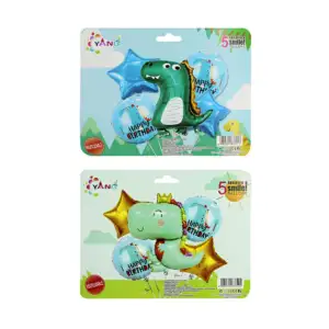 Set 5 pzas globo dinosaurio happy birthday, variedad de diseños / hw-…