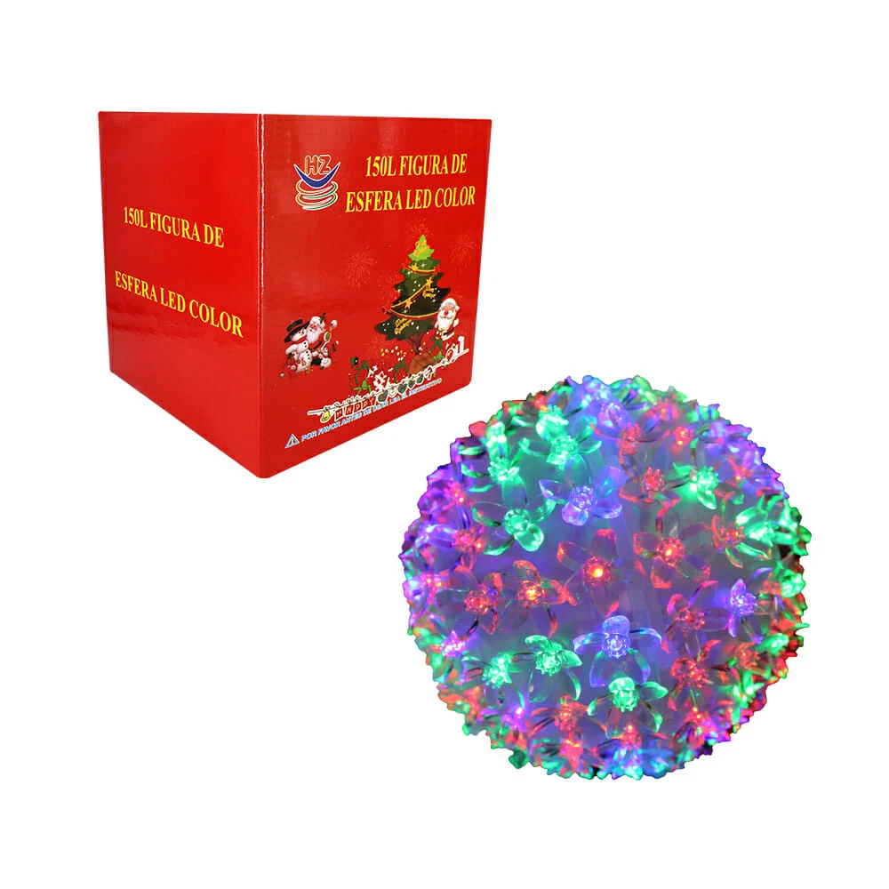 Esfera con flores de cerezo y 150 luces navideñas en tono multicolor / hz8038c