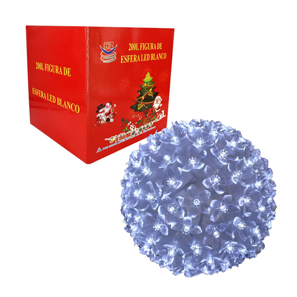 Esfera flor de cerezo 200 luces navideñas led blanca hz8039b
