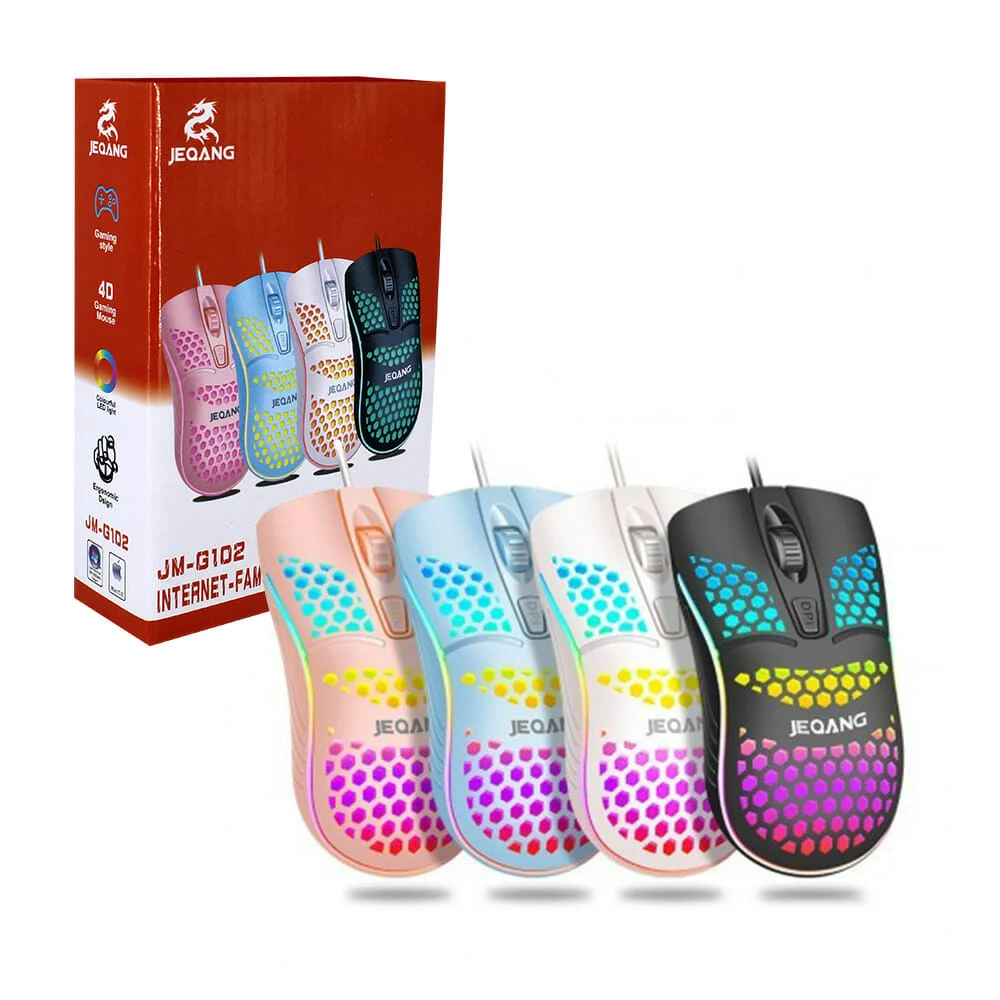 Mouse alámbrico con luz led rgb / jeqang jm-g102