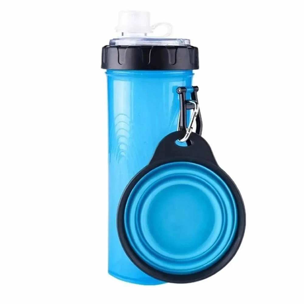 Botella portátil para mascota, para agua o alimento, con plato plegable / jr1053 / Botella bebedero