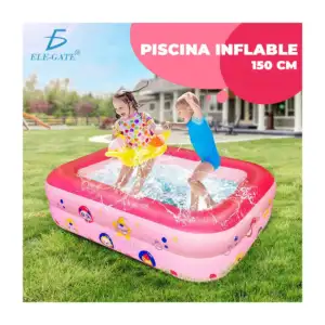 Alberca rectangular inflable de 2 aros con fondo acolchonado y diseño…