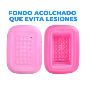 Alberca rectangular inflable de 3 aros con fondo acolchonado y diseño…