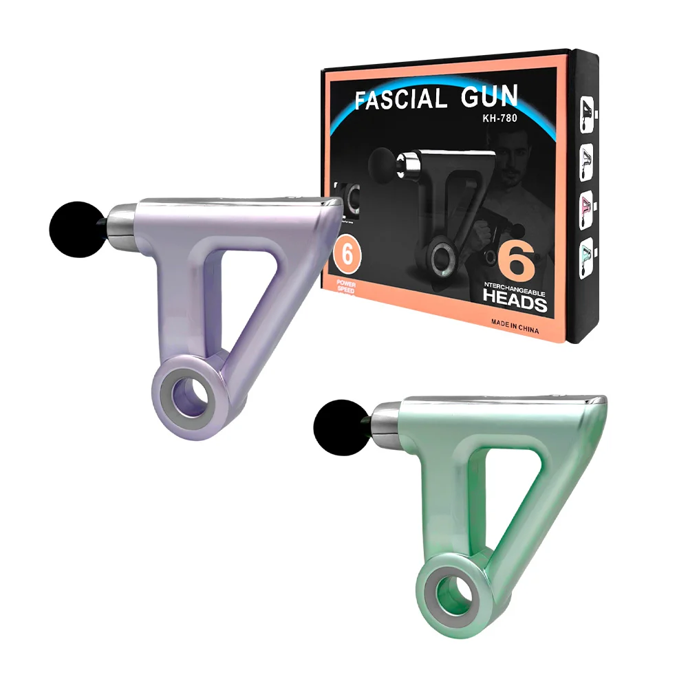 Pistola masajeadora triangular recargable,con 6 cabezales intercambiables/kh-780
