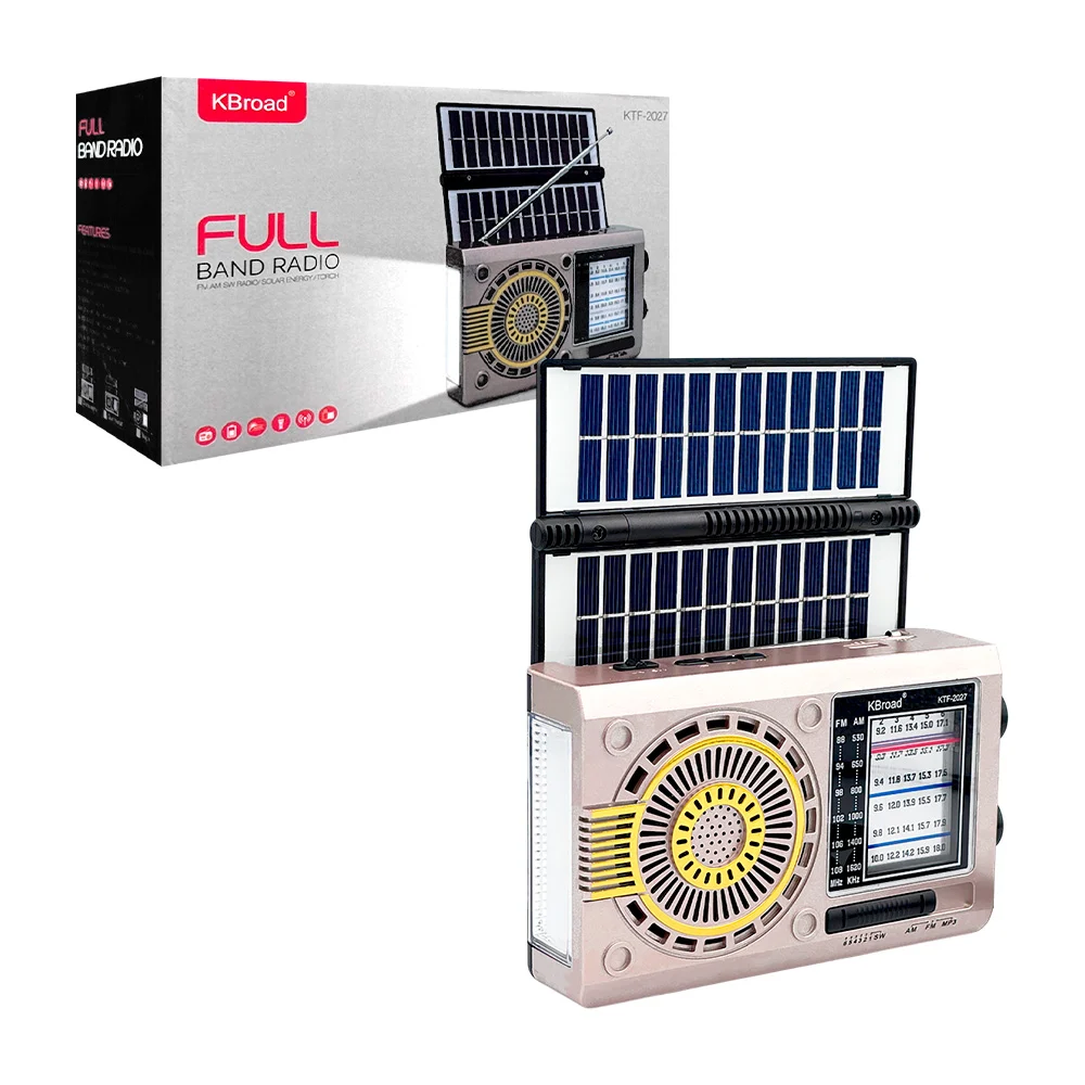 Bocina inalámbrica kbroad con panel solar, radio fm-am, usb-tf / ktf-2027