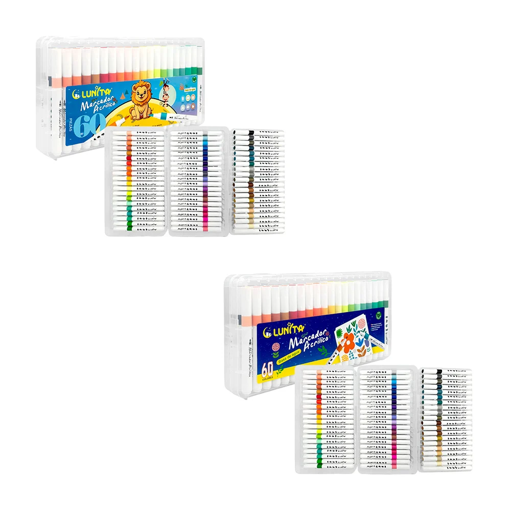 Estuche con 60 marcadores de acrílico p...