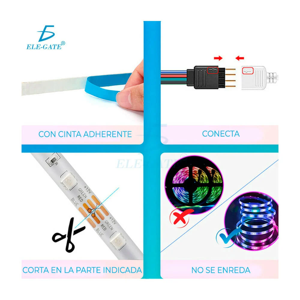 Tira led rgb 5050 de 10 metros controlad...