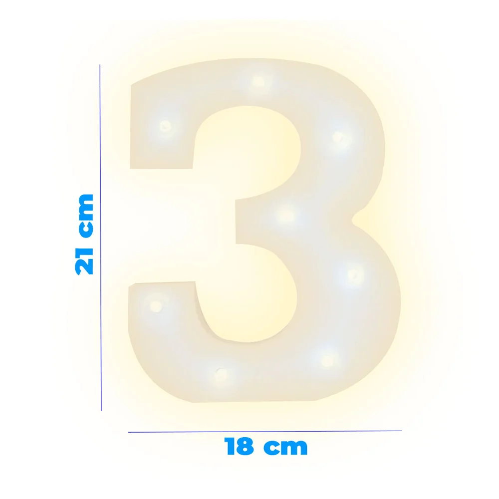 Lámpara decorativa 3D ele-gate en forma de número tres con luz led cálida / led.54.3