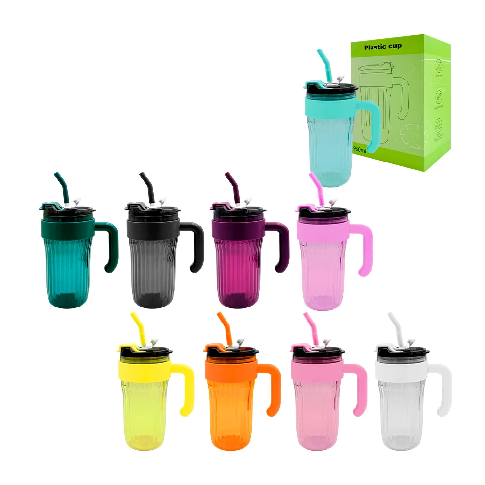 Vaso botella de plástico con asa-popote y capacidad de 950ml / vdp8669