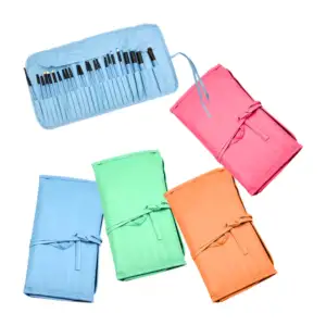 Estuche de tipo piel con 24 brochas aplicadoras de maquillaje, varied…