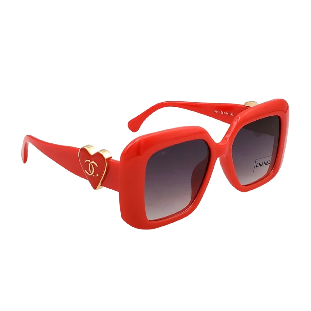 1pza Lentes de sol opacos con armazón de plástico, estuche tipo cuero y decoración en forma de corazones, variedad de colores / chanel / lu9427