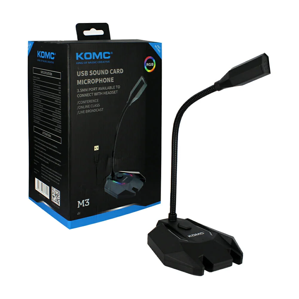 Micrófono alámbrico gamer con luz led m3