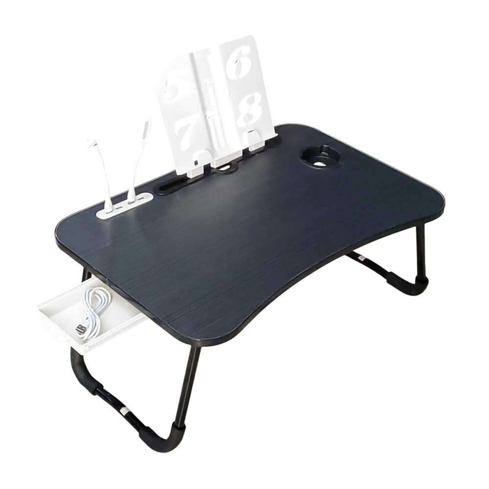 Mesa didáctica de madera plegable para laptop + lámpara y portavaso / mesa1