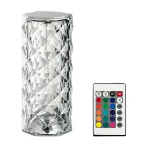 Lámpara touch recargable tipo cristal transparente con luz led rgb y …