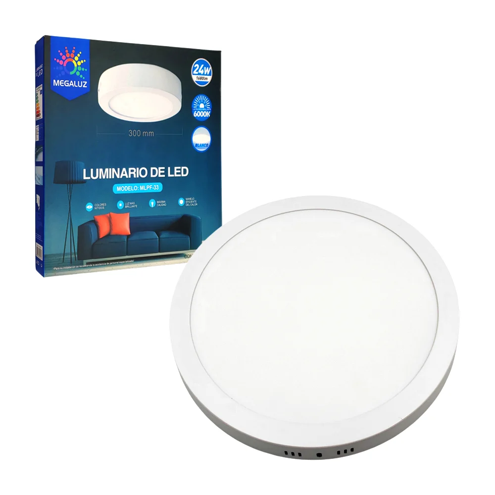 Luminario led redondo 24W, 6000K, 1680lm, 300mm, luz blanca / mlpf-33
