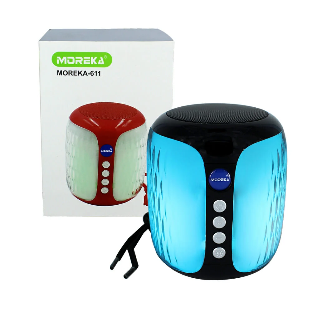 1pza Bocina cilíndrica pequeña, recargable, inalámbrica, con botones de reproducción frontales e iluminación led, variedad de funciones / moreka-611