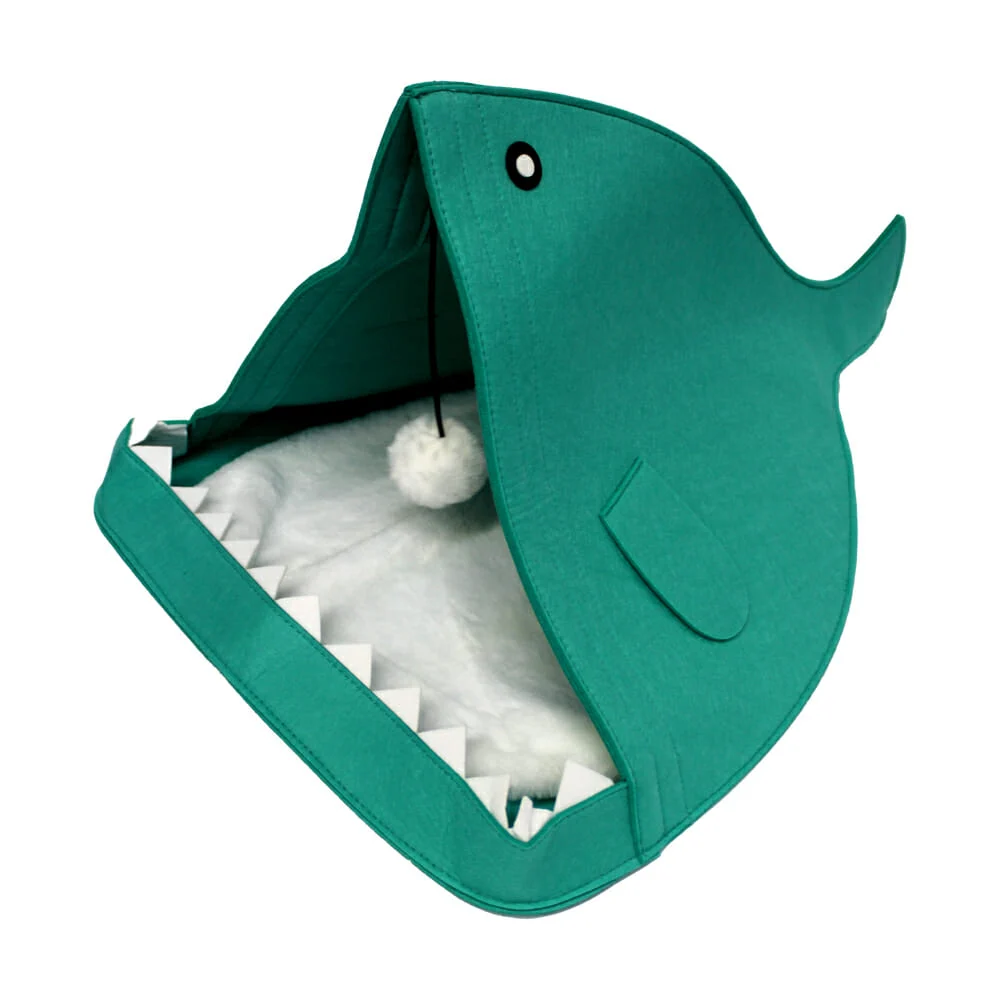 Casa con diseño de pez y juguete pompón para mascota, variedad de colores / mw001