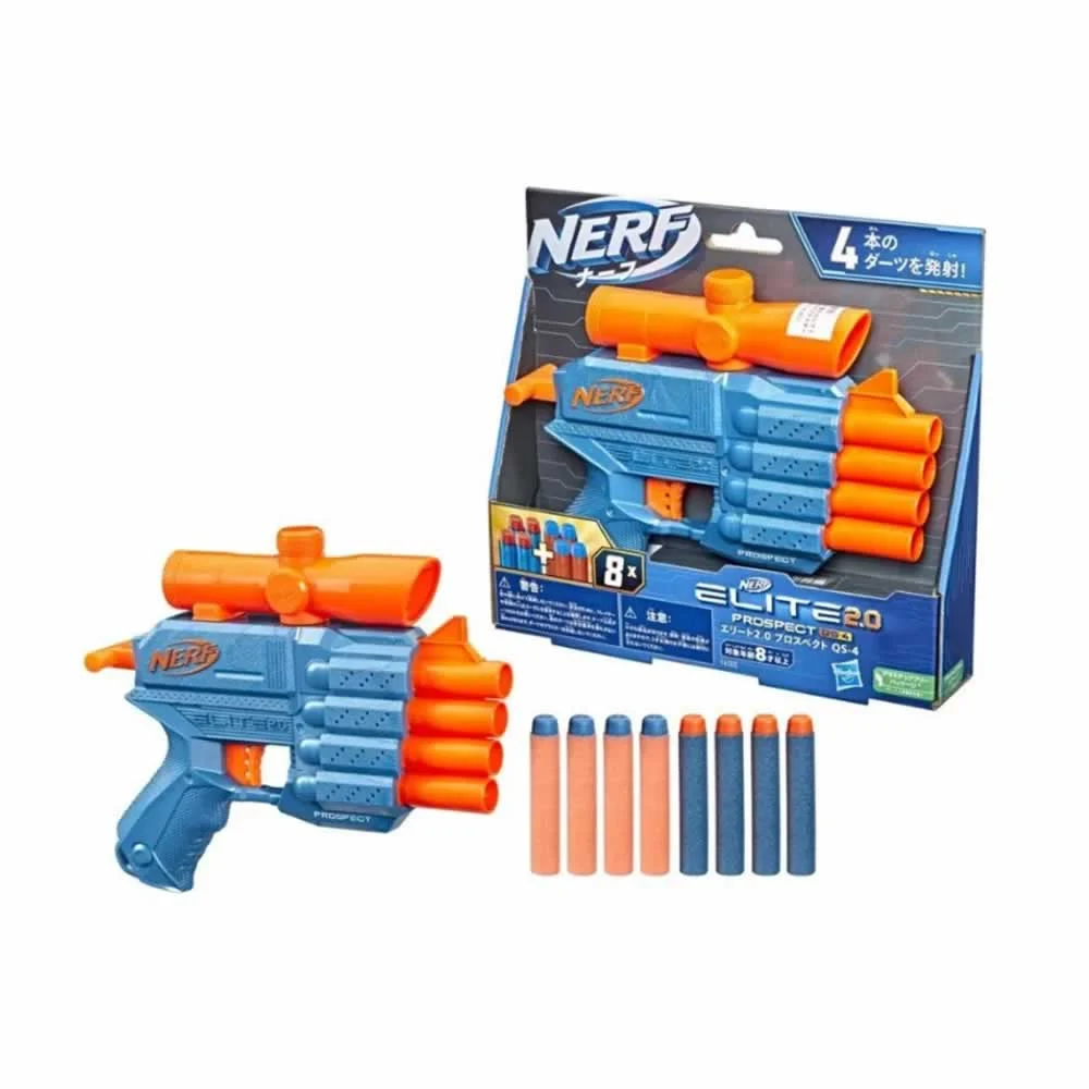Lanzador nerf elite 2.0 prospect qs-4 con 8 dardos c-2822a