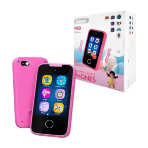 Teléfono celular infantil con aplicaciones y funda protectora, varied…