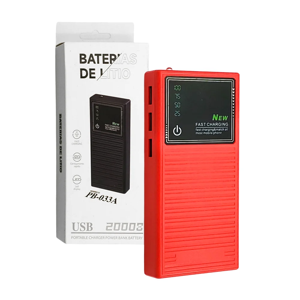 1pza Batería portátil / power bank de 20000mah con indicador de batería y mini lámpara led, variedad de colores / baterias de litio / pb-033a