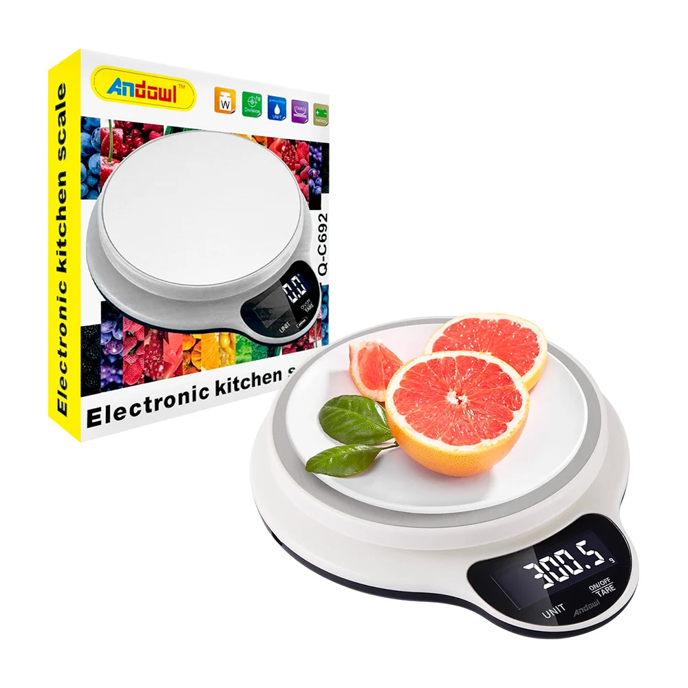 Báscula de cocina pequeña, recargable con pantalla digital, color surtido