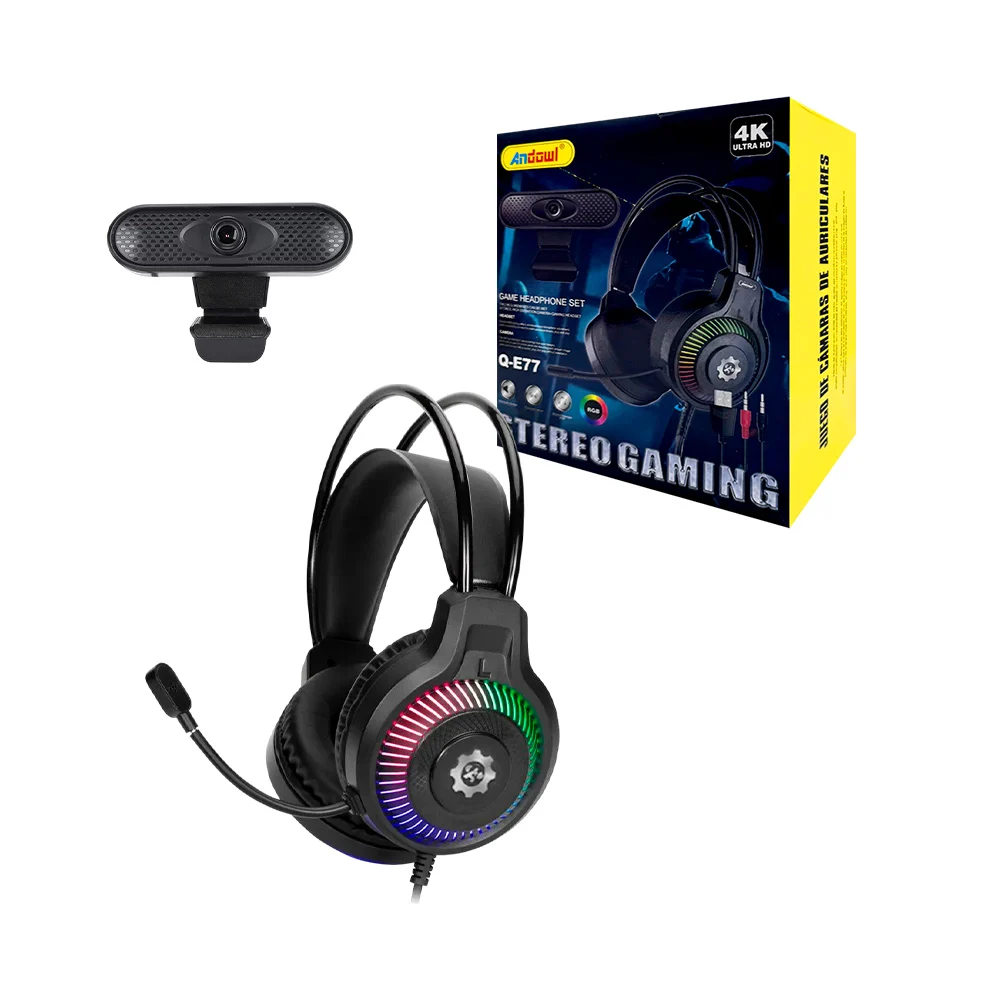 Audifonos gamer con luz rgb múltiples c...