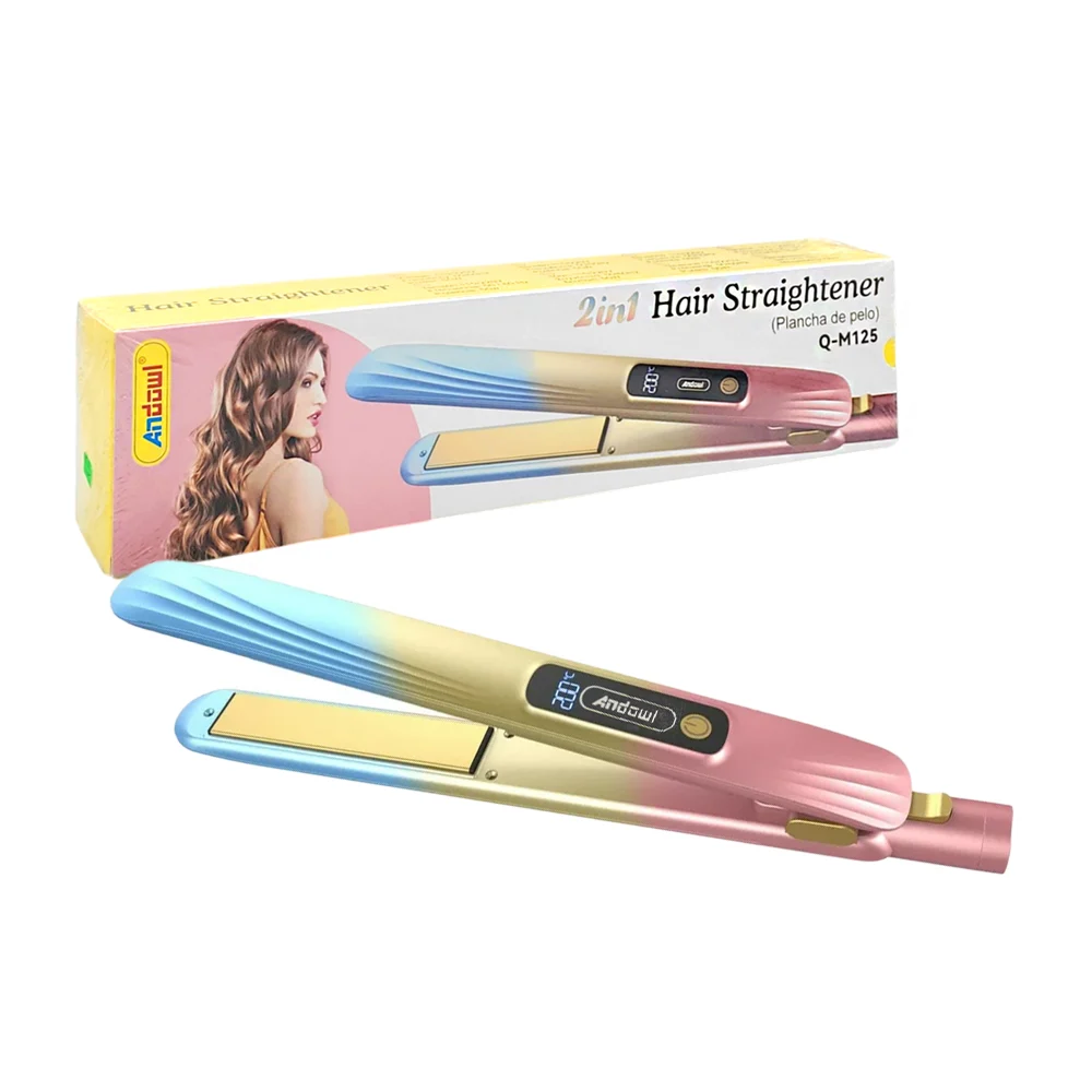 Plancha para el cabello con temperatura ajustable y pantalla led, 2in1, surtido