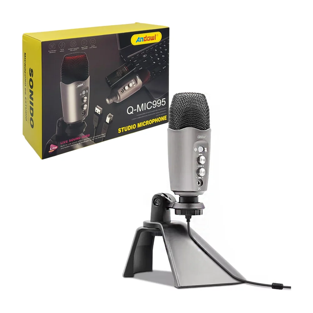 Microfono de estudio con conexión usb, compatible con múltiples plataformas