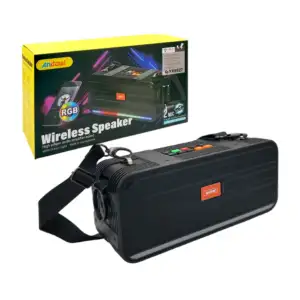 Bocina karaoke con luz rgb, inalámbrica, recargable + microfonos, sur…