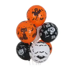 Set de 7 globos con estampado de halloween, variedad de colores / qq-…