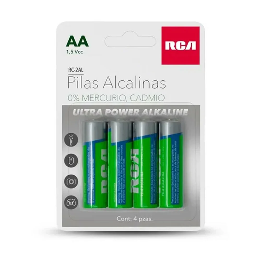 Blíster con 4 pilas baterías rca alcalinas doble a 1.5v / rc-2al