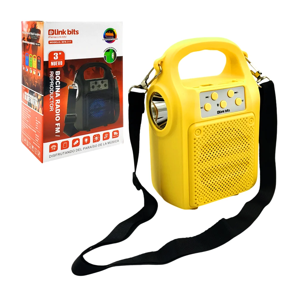 Bocina portátil 3´, fm, luz rgb, linte...
