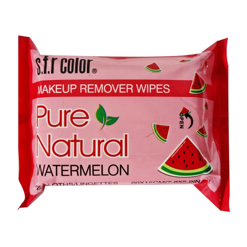 Paquete de 25 toallitas desmaquillantes s.f.r color con extracto de sandía 20x15cm / ln59-f08
