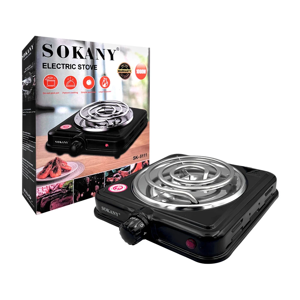 Mini parrilla eléctrica metálica con un quemador y perilla de potencia / sk-5111