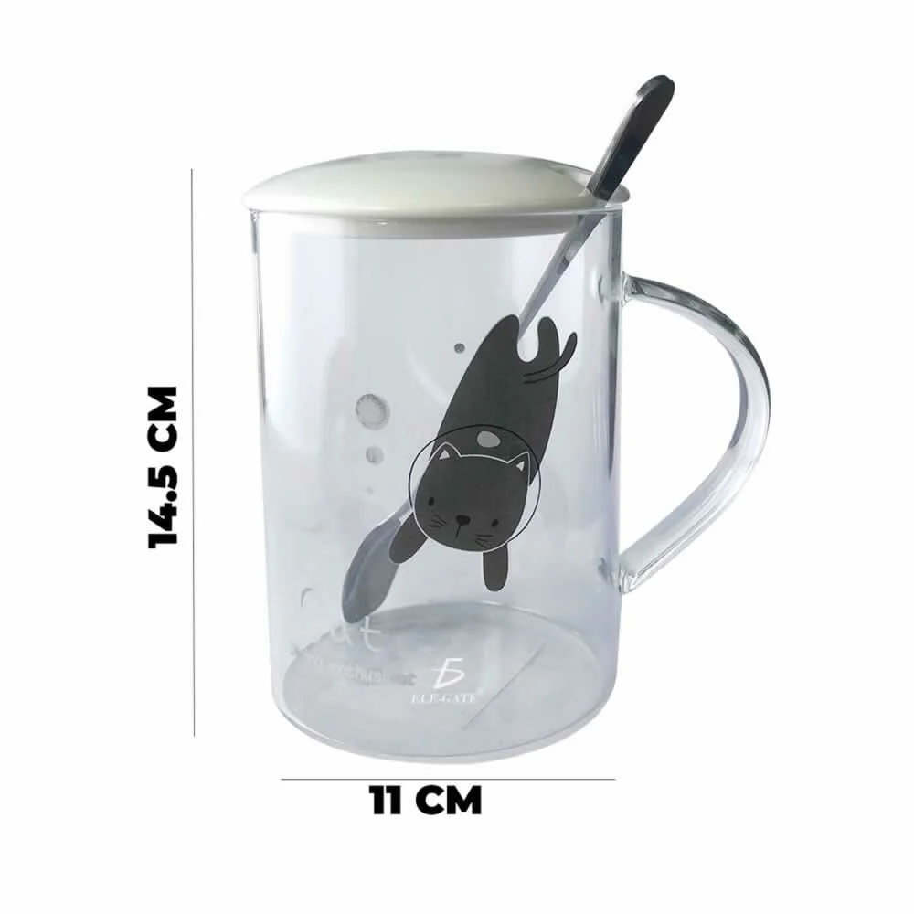 Taza de cristal + tapa y cuchara con dis...