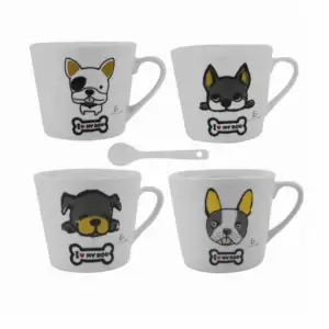 Taza de cerámica con diseño de perro + cuchara, variedad de modelos