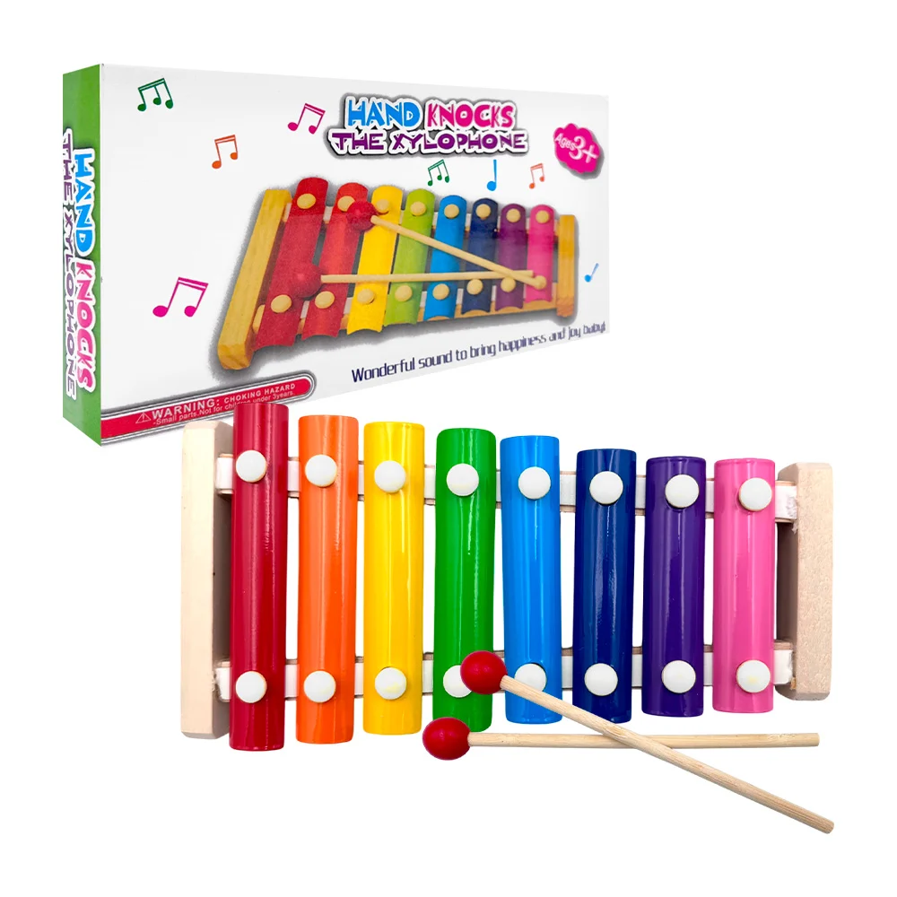 Xilófono didáctico multicolor, pequeño de madera + baquetas / ty361389