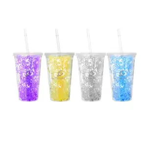 Vaso térmico de acrílico con decoración de brillo, popote, capacidad …