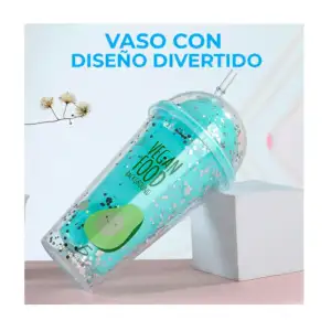 Vaso térmico de acrílico con luz led 450ml, diseño de aguacates